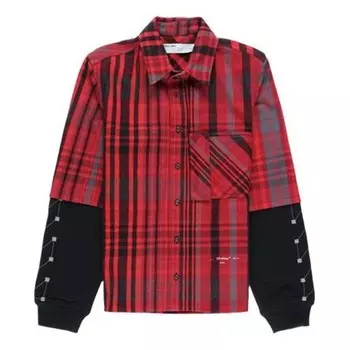 Рубашка jersey sleeve checked shirt 'red black' Off-White, красный