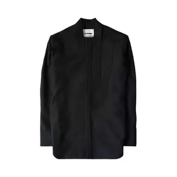 Рубашка Jil Sander Longline Wool Canvas Shirt, черный