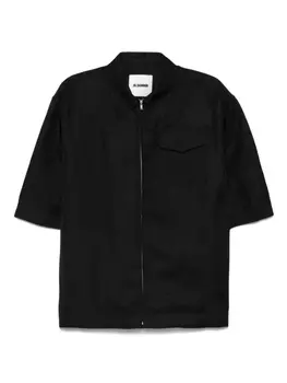Рубашка Jil Sander с застежкой-молнией спереди и оборками, черный