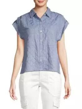 Рубашка Joie с короткими рукавами на пуговицах, фиолетовый