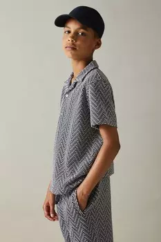 Рубашка Jono с кубинским воротником и зигзагообразным воротником Reiss, синий