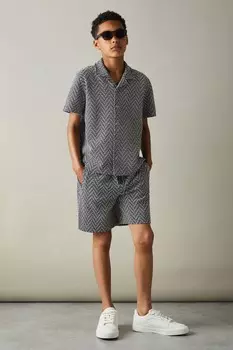 Рубашка Jono с кубинским воротником и зигзагообразным воротником Reiss, синий