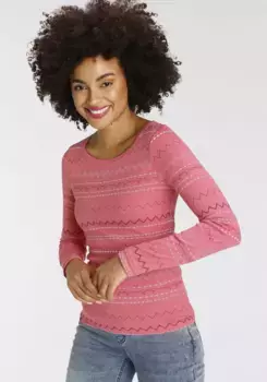 Рубашка KangaROOS с длинными рукавами и модным зигзагообразным узором, розовый