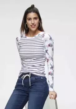 Рубашка KangaROOS с длинными рукавами и модным сочетанием узоров, темно-синий