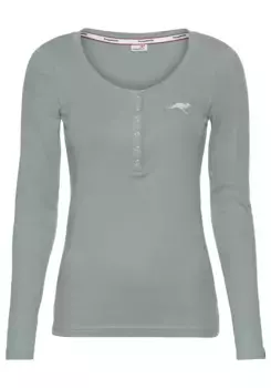 Рубашка KangaROOS с длинными рукавами и планкой на пуговицах - НОВЫЕ ЦВЕТА, зеленый