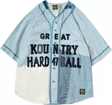 Рубашка Kapital 8oz Reconstruction Denim Great Kountry Baseball Shirt 'Indigo Processing', синий