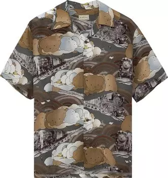 Рубашка Kapital Silk Rayon Ciberin Pick Train PT Aloha Shirt 'Grey', серый