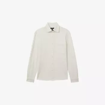 Рубашка Kappo из хлопчатобумажной саржи с длинными рукавами Reiss, белый