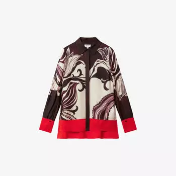 Рубашка kari с абстрактным принтом Reiss, цвет burgundy/cream