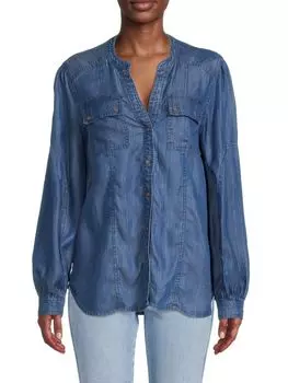 Рубашка Karl Lagerfeld Paris на пуговицах из шамбре, синий