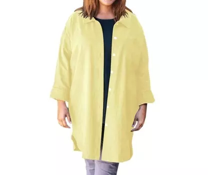 Рубашка Kendall с хлопковым воротником и длинными рукавами — плюс лимонадного цвета On The Plus Side