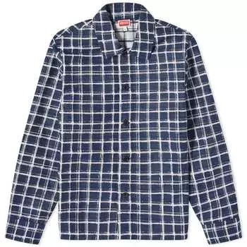 Рубашка Kenzo Check Jacquard Overshirt, цвет Midnight Blue