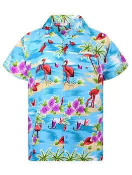 Рубашка King Kameha Flamingos, бирюзовый