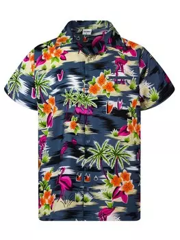 Рубашка King Kameha Flamingos, черный