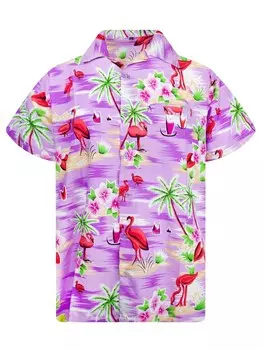 Рубашка King Kameha Flamingos, фиолетовый