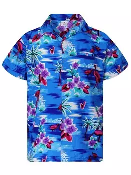 Рубашка King Kameha Flamingos, синий
