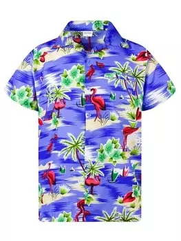Рубашка King Kameha Flamingos, светло-синий