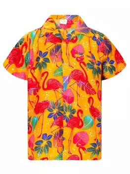 Рубашка King Kameha Funky Flamingos, желтый