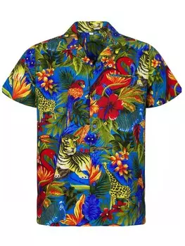 Рубашка King Kameha Jungle, бирюзовый