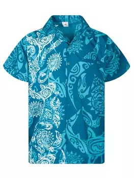 Рубашка King Kameha Maori Wedding, бирюзовый