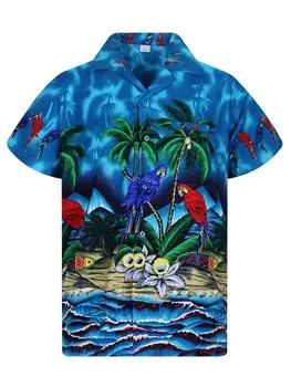Рубашка King Kameha Parrot, бирюзовый