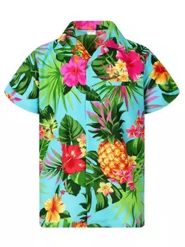 Рубашка King Kameha Pineapple, бирюзовый