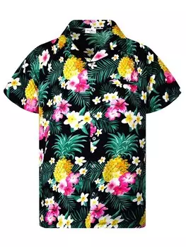 Рубашка King Kameha Pineapple Flowers, черный
