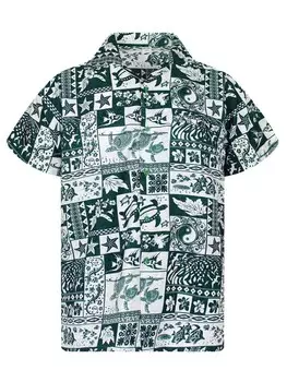 Рубашка King Kameha Puzzle, зеленый