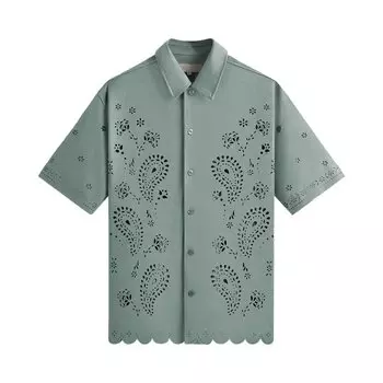 Рубашка Kith Isaac Microsuede Button Down Shirt, зеленый