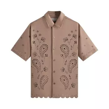 Рубашка Kith Isaac Microsuede Button Down Shirt, розовый