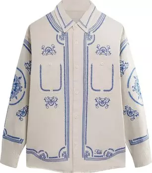 Рубашка Kith Raw Hem Denim Apollo 'Sandrift', кремовый