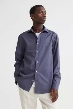 Рубашка классического кроя COOLMAX H&amp;M, темно-стальной синий