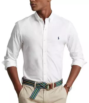 Рубашка классического кроя из эластичного поплина Polo Ralph Lauren с длинными рукавами, белый