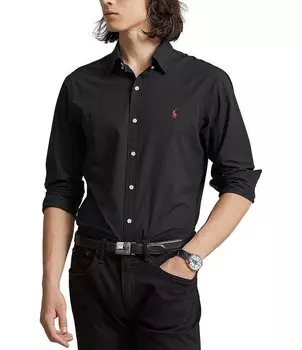 Рубашка классического кроя из эластичного поплина Polo Ralph Lauren с длинными рукавами, черный