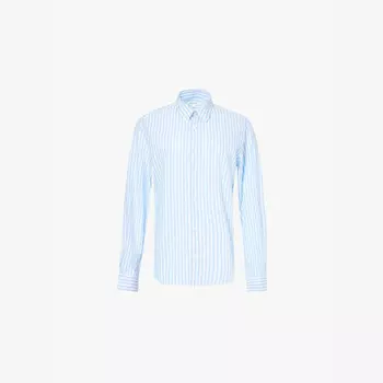 Рубашка классического кроя из хлопкового поплина с полосатым узором Sporty & Rich, голубой