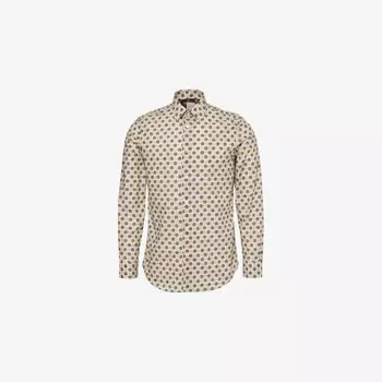 Рубашка классического кроя из органического хлопка с цветочным принтом и длинными рукавами Paul Smith, белый