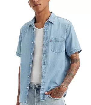 Рубашка классического кроя Levi's из ткани шамбре с короткими рукавами, синий
