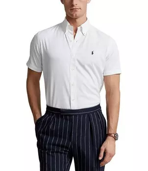 Рубашка классического кроя Polo Ralph Lauren Performance из саржевой ткани стрейч с короткими рукавами, белый