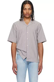 Рубашка классического кроя с коротким рукавом синего и серого цвета Paul Smith