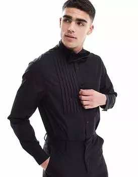 Рубашка классического покроя с воротником-стойкой ASOS DESIGN черного цвета