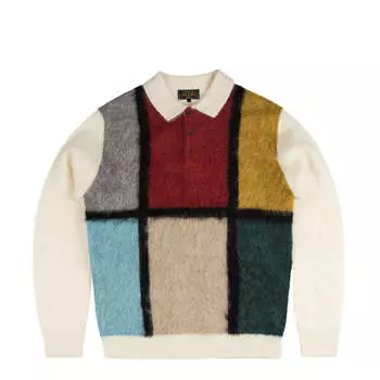 Рубашка knit polo collar line Beams Plus, белый