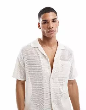 Рубашка-комбинезон New Look с открытым плетением Revere белого цвета