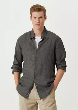 Рубашка комфортного кроя из дымчатого льна Beymen