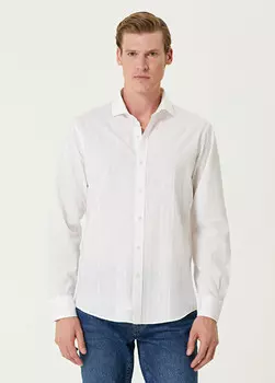 Рубашка комфортного кроя с узором в полоску Beymen Collection, белый