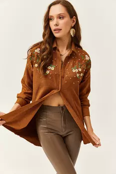 Рубашка - Коричневая - Классический крой Olalook, коричневый