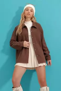 Рубашка - Коричневая - Oversize Trend Alaat Stili, коричневый