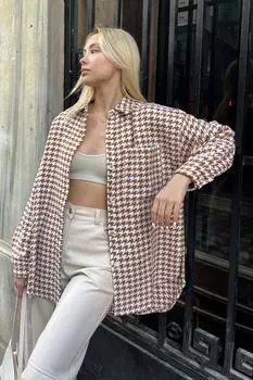 Рубашка - Коричневая - Приталенная Trend Alaat Stili, коричневый