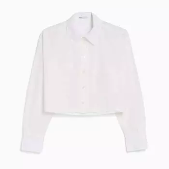 Рубашка короткая Bershka Cropped Poplin Shirt, белый