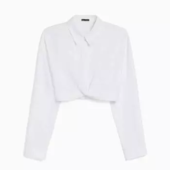 Рубашка короткая Bershka Shirt With Crossover Detail, белый