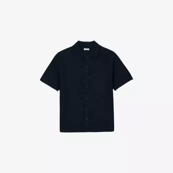 Рубашка короткая Sandro с пуговицами и вафельной текстурой, синий